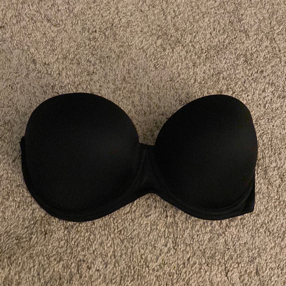 Pink brand black strapless bra